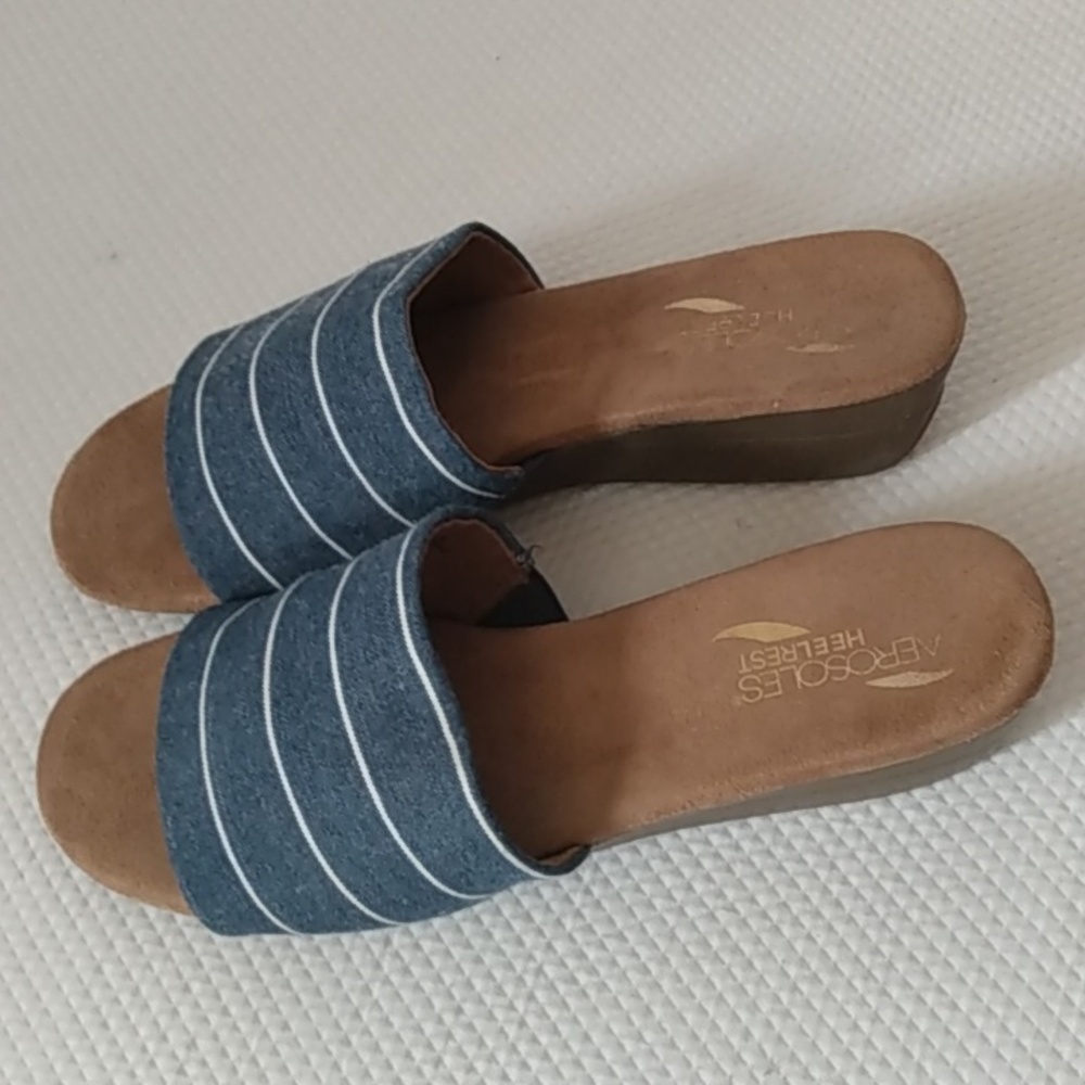 Aerosoles Blue Striped Slide Sandals